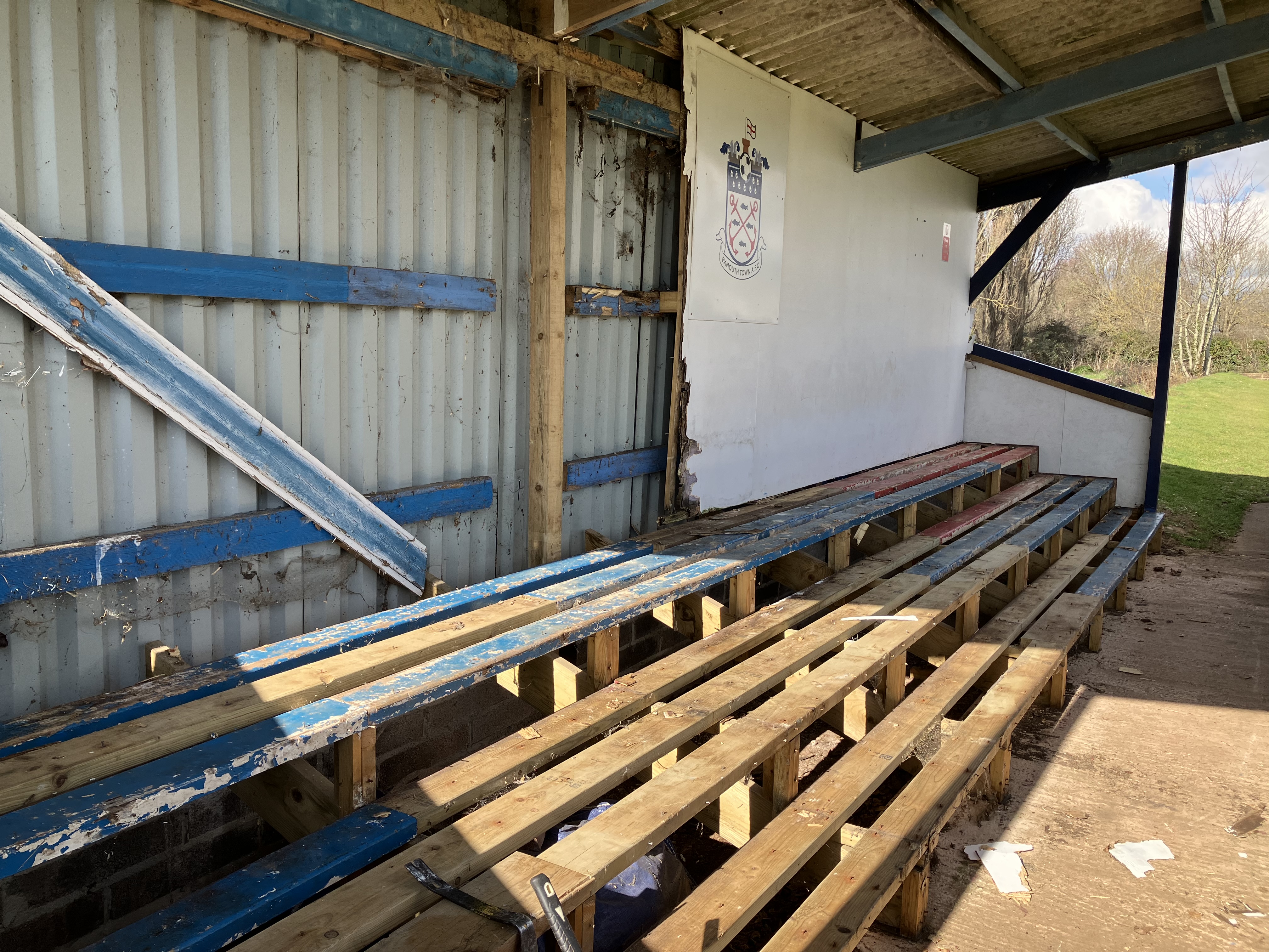 Work started to repair a stand (Exmouth Town FC)