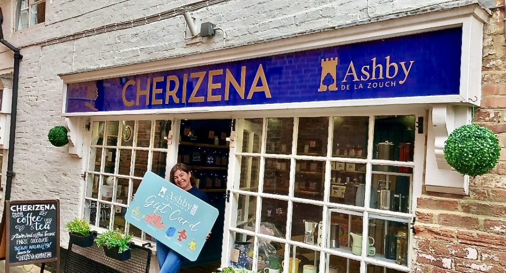 Sarah Jane Martin of Cherizena in Mill Lane Mews, promotes the Ashby Gift Card