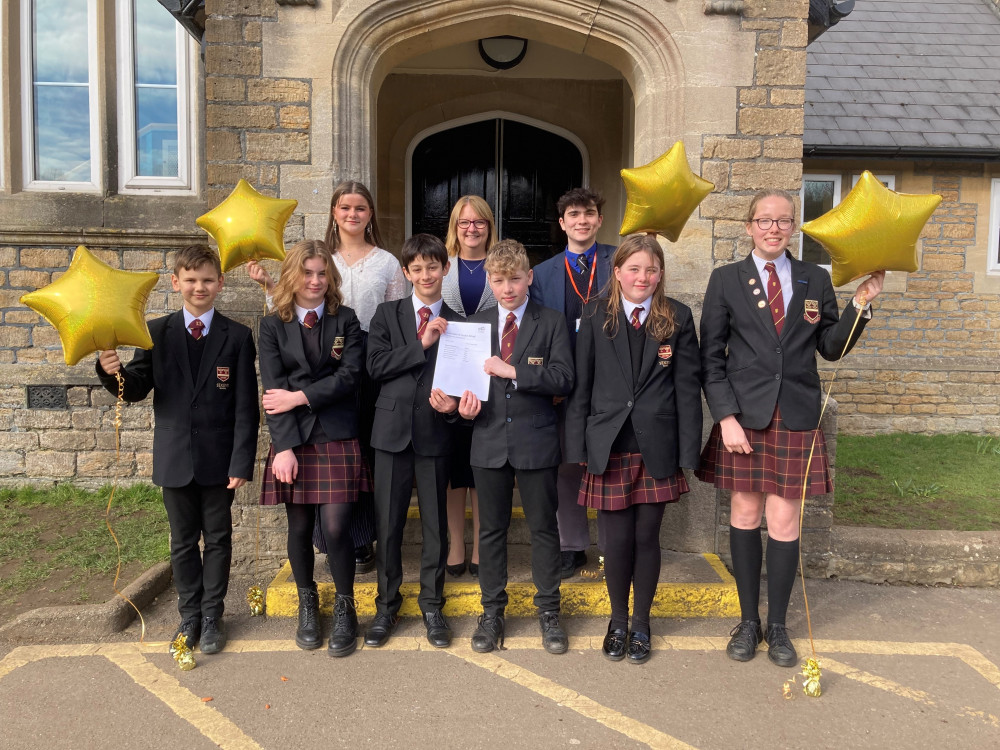 Headteacher Helen Cullen with Heads of School and Lower School Students