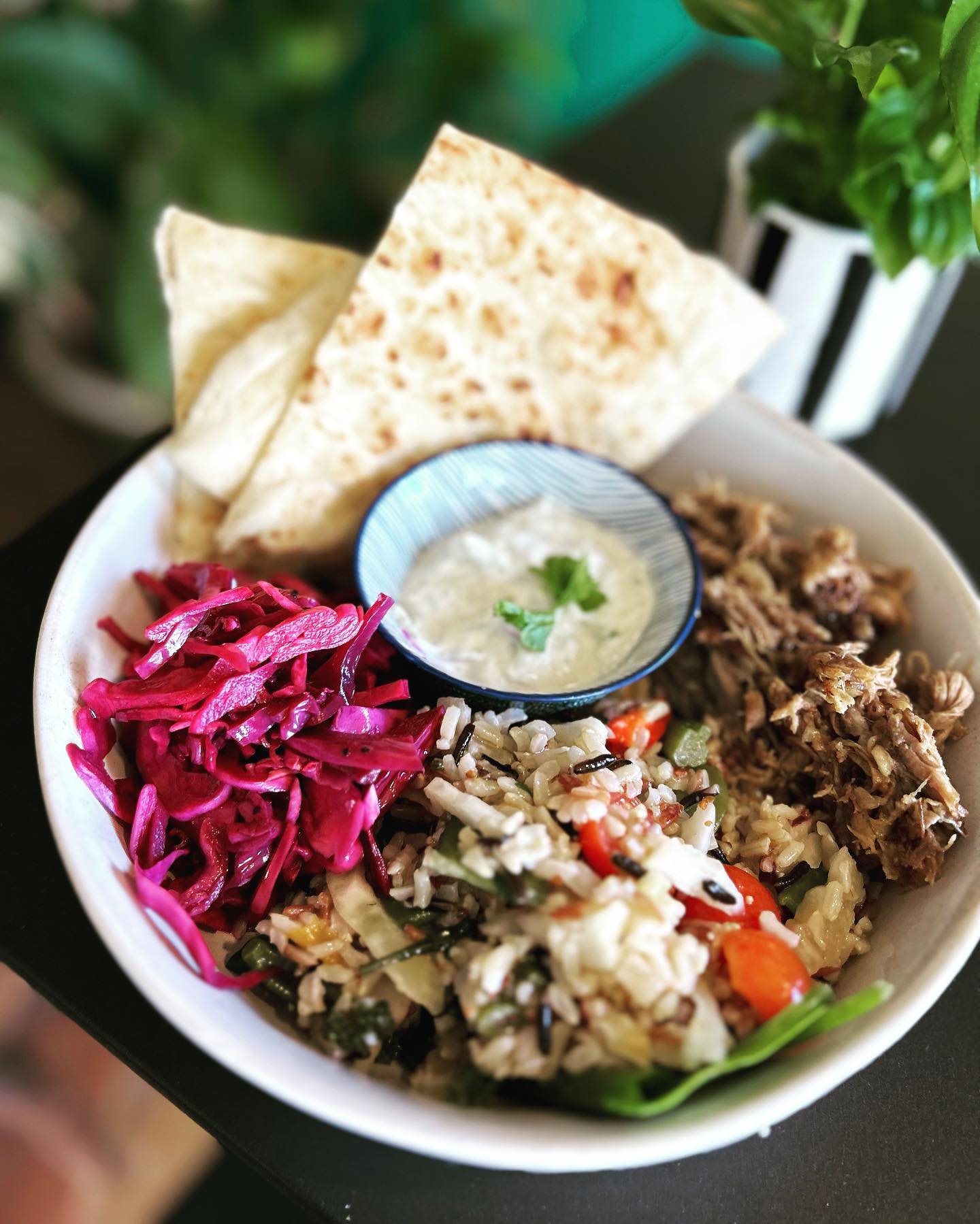 The South African braii-inspired lamb bowl (photo credit: Fables & Food)