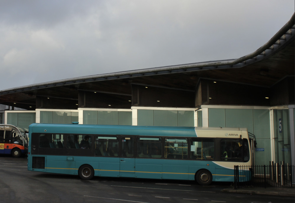 An Arriva Bus pictured in the foreground at Macclesfield Bus Station. (Image - Alexander Greensmith / Macclesfield Nub News) 