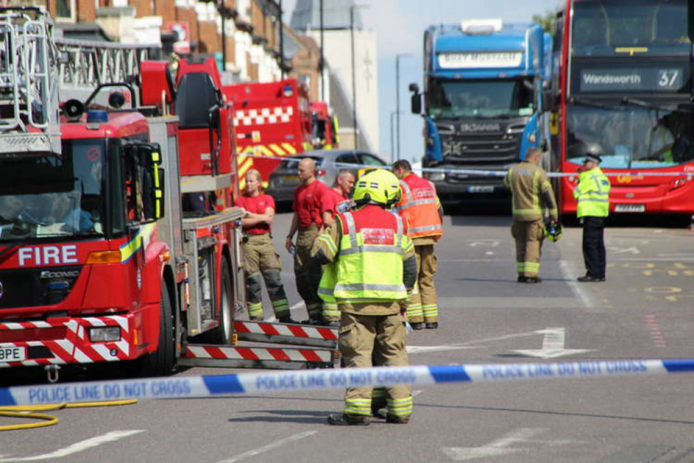 The London Fire Brigade Control Room received 40 calls alerting them to the fire on Ingrave Street in Battersea (Credit: Isabel Millett)