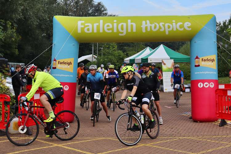 Cyclists were cheered on by residents (Photo: Farleigh Hospice)