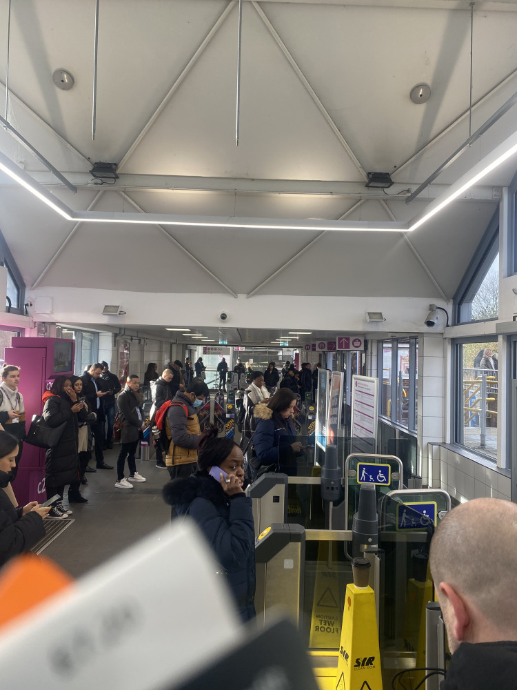 C2c rail passengers were stuck at stations across the region waiting for the backlog of services to clear. This was the scene at Chafford Hundred. 