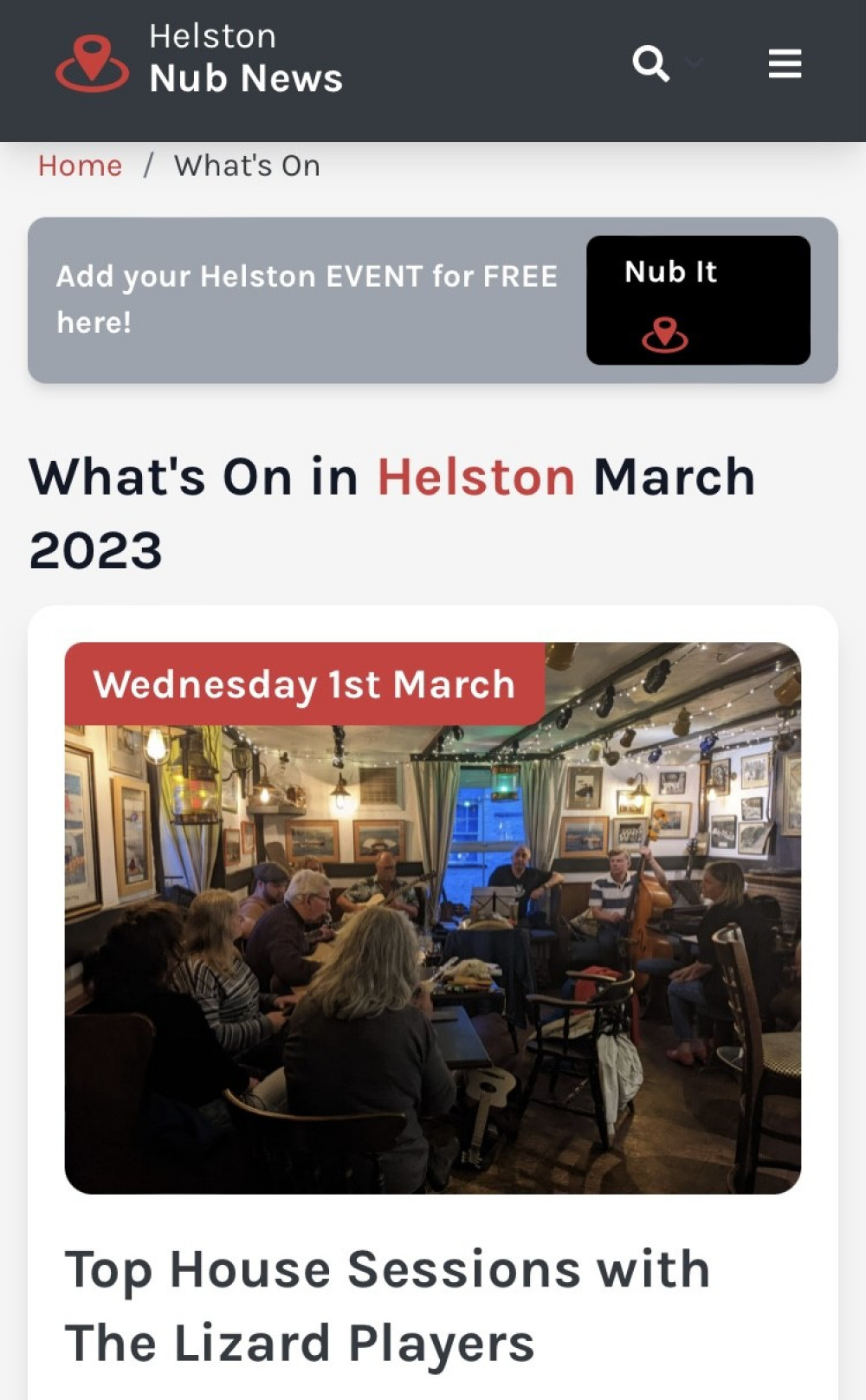 Share your events in Helston on our What's On page 