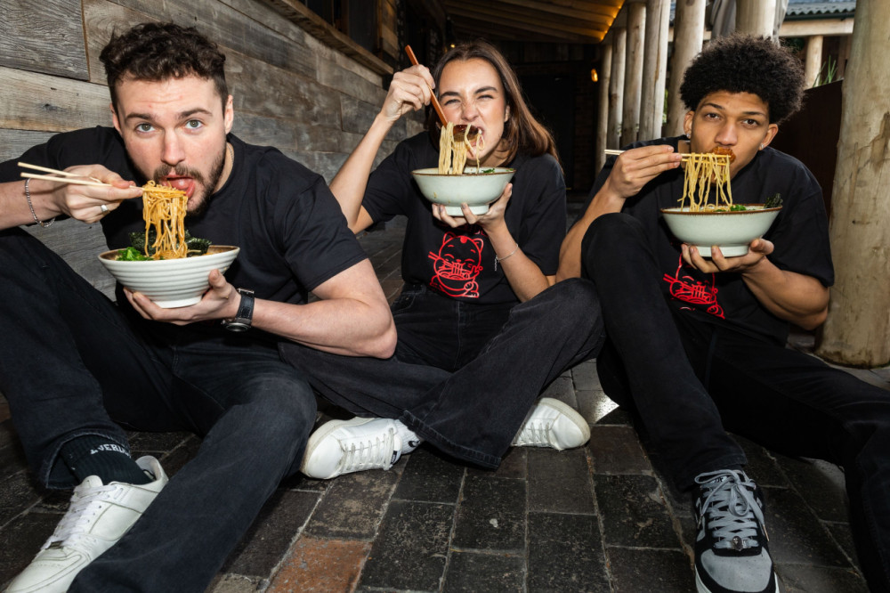 Send Noods staff in the outdoor yard of The Picturedrome. (Image - Send Noodz)