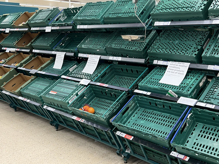 Empty shelves in Tesco, Meir Park, Stoke-on-Trent (Sarah Garner).