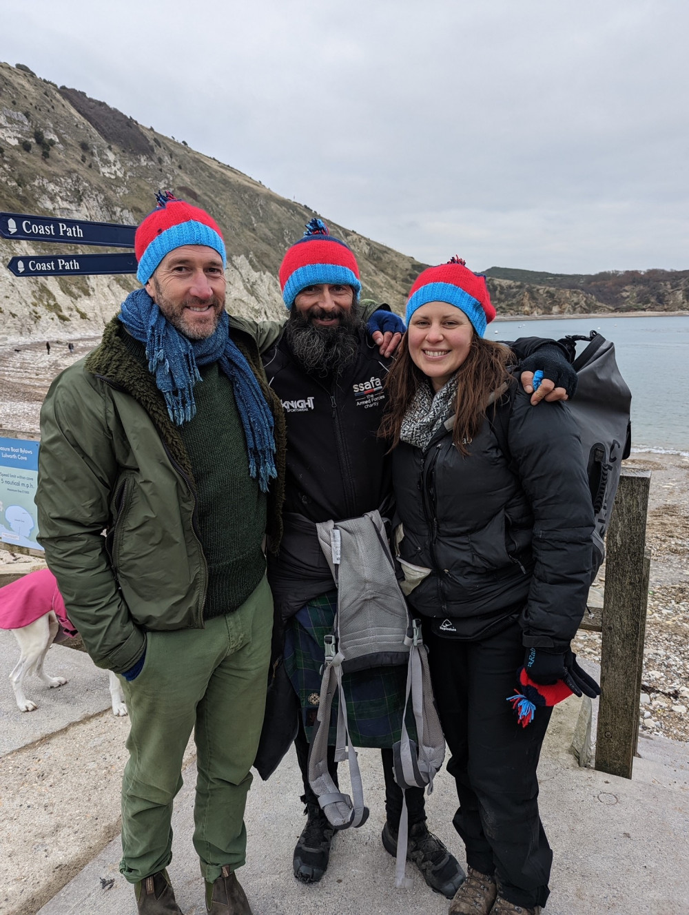 Broadcaster Ben Fogle with former Paratrooper Christian Lewis and partner Kate on the Jurassic Coast