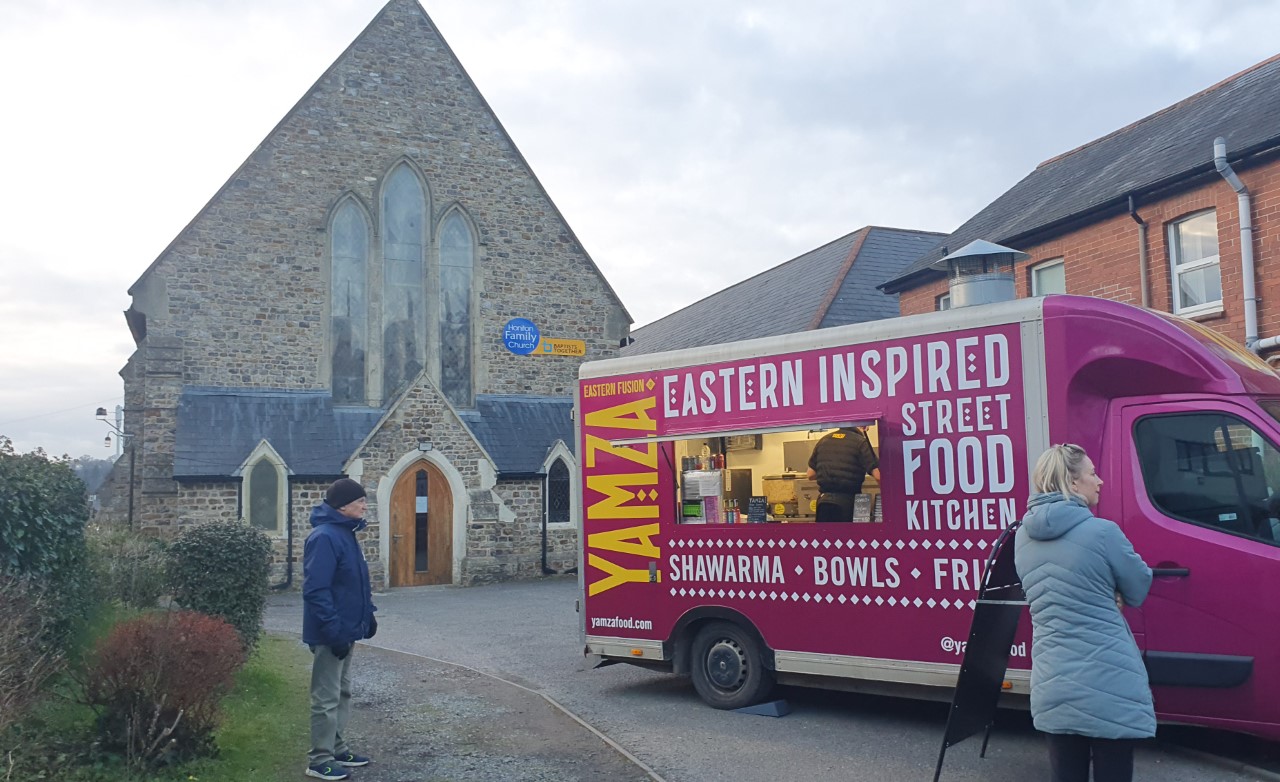 YAMZA food truck outside Honiton Family Church (Nub News)