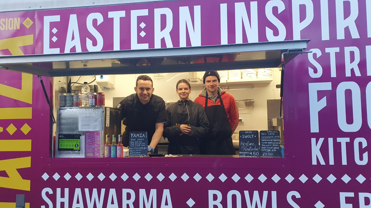 Ed and his team inside YAMZA food truck (Nub News)