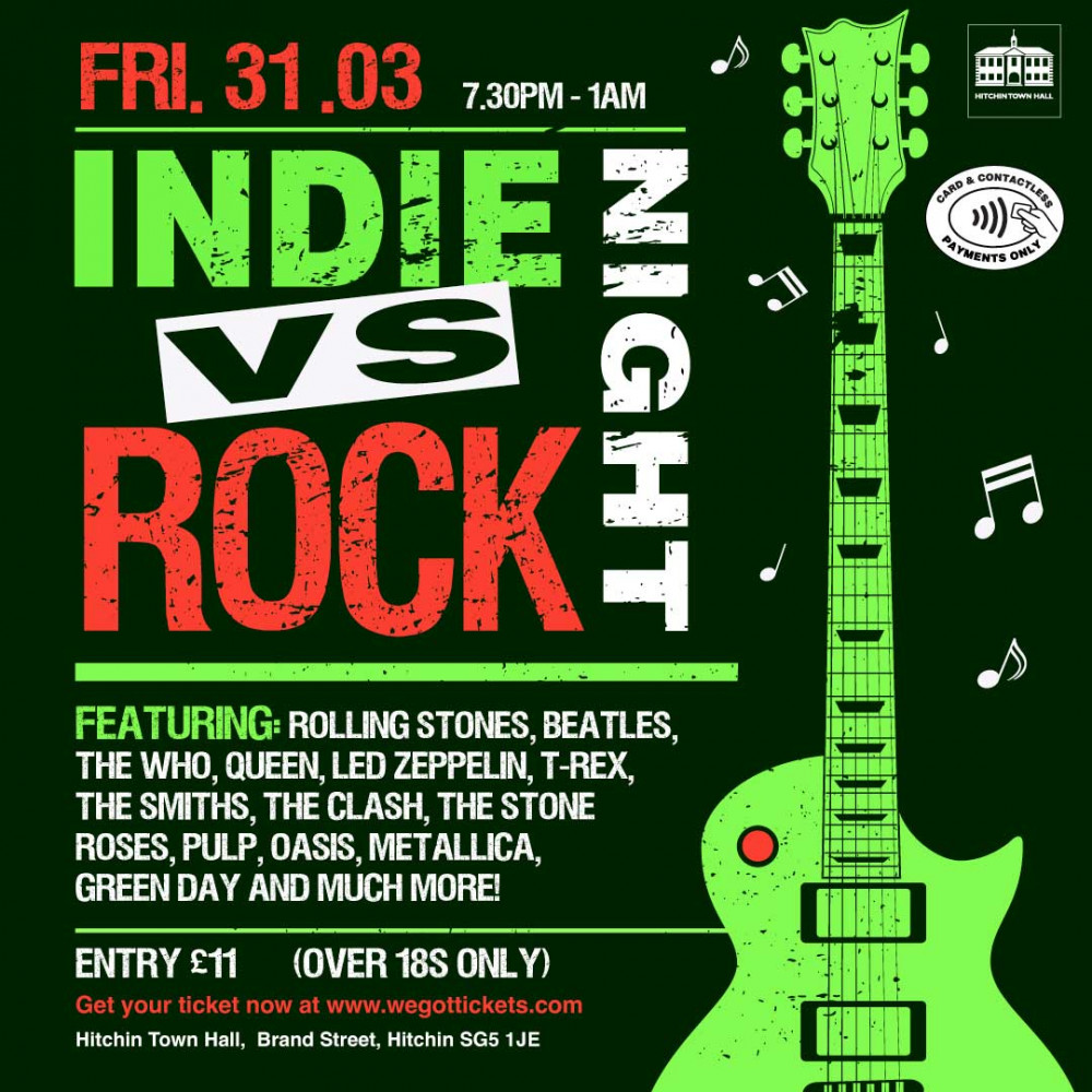 INDIE VS ROCK NIGHT at Hitchin Town Hall