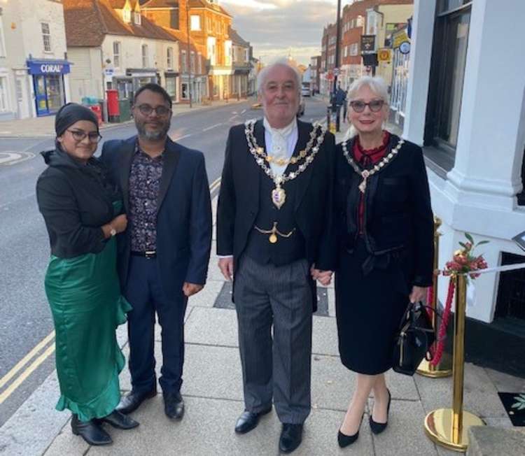 (L-R) Chutney House owners Nazma and Istiaque with town mayor Councillor David Ogg and his wife Sharon at the official opening (Photo: Michael Pearlman)