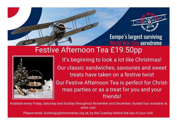 The festive afternoon tea will be available throughout November and December (Photo: Stow Maries Great War Aerodrome)