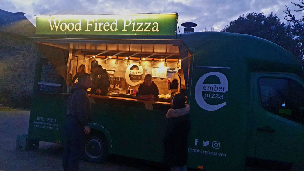 Ember Pizza outside Gittisham Church (Nub News)