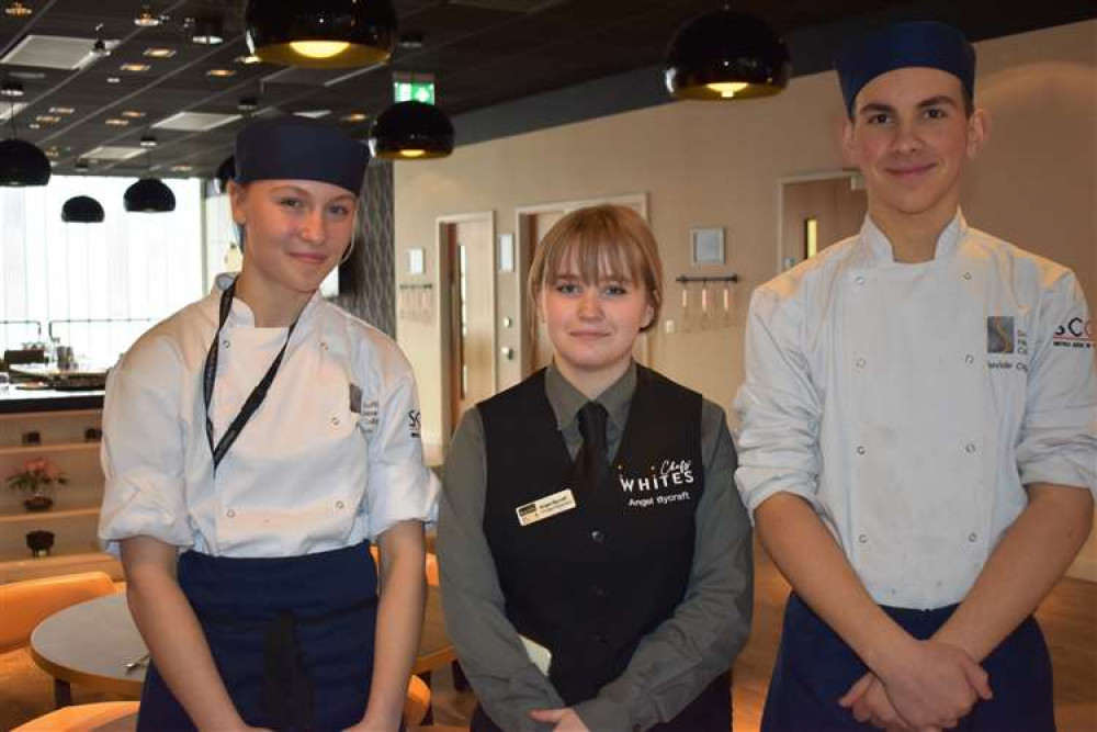 Chelmo's Phoebe Chew with Angel Bycraft and Davide Oggero (Picture: Suffolk New College)