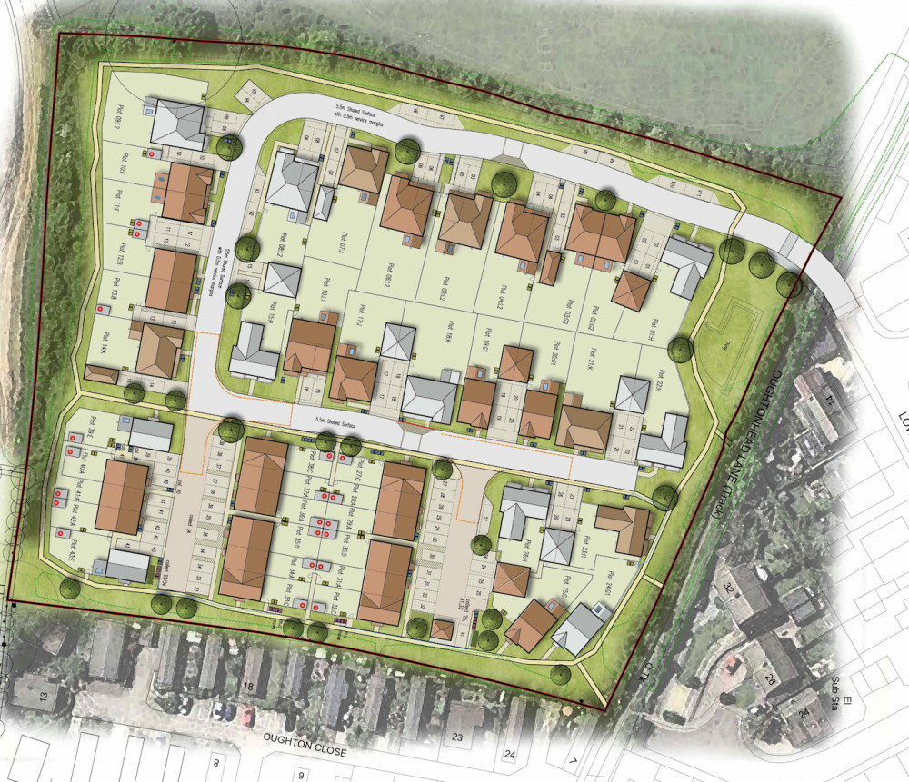 Hitchin: Planning permission lodged for 43 new homes at Oughtonhead Lane - with 17 classed as 'affordable'. WHAT DO YOU THINK? JOIN THE CONVERSATION ON OUR FACEBOOK PAGE. CREDIT: A plan of the proposed development 