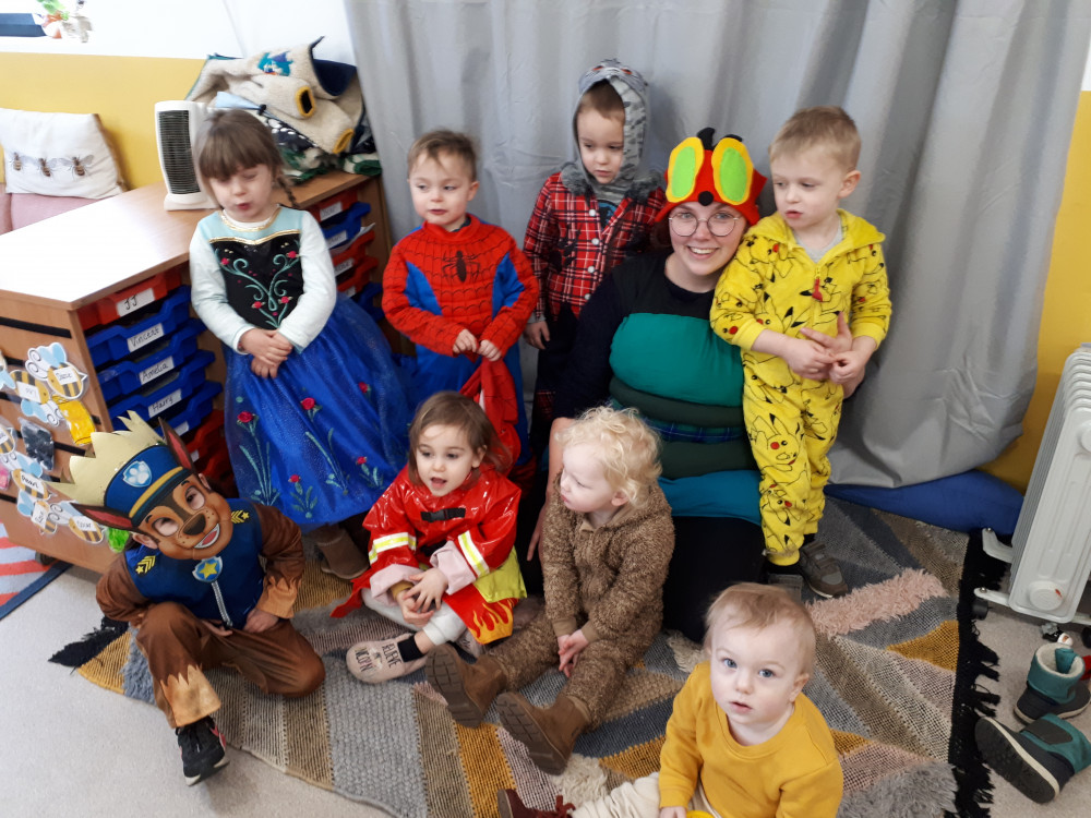 Children at Honeybees Playgroup in Glastonbury mark World Book Day 