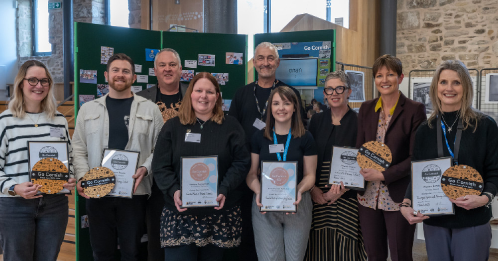 Teachers from four schools receive their Go Cornish Bronze Award (Image: Cornwall Council) 