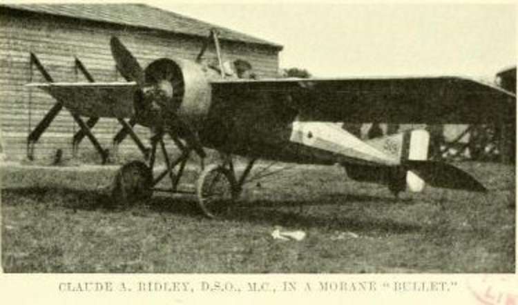 Ridley in his plane in France - a French Morane monoplane