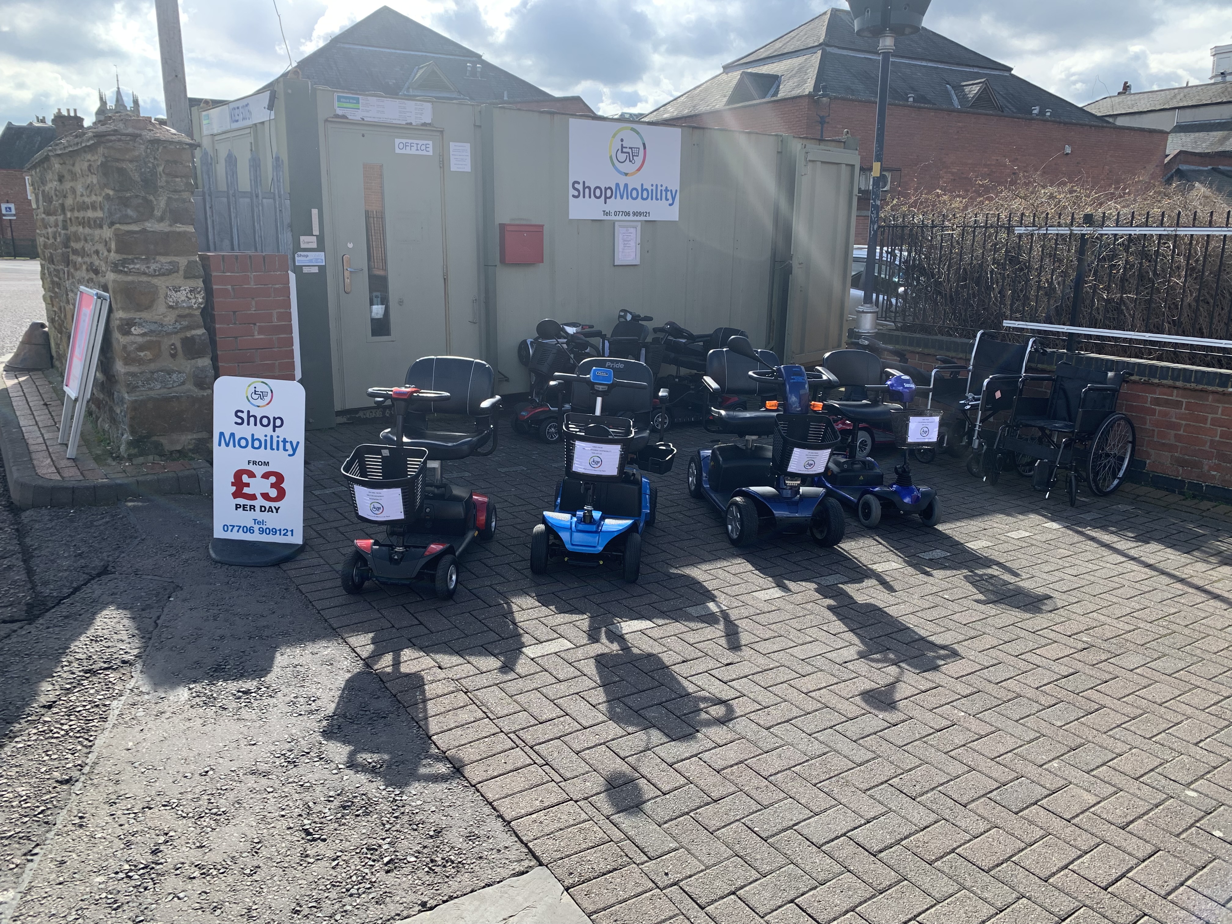 Scooters ready for hire. Image credit: Shopmobility Melton