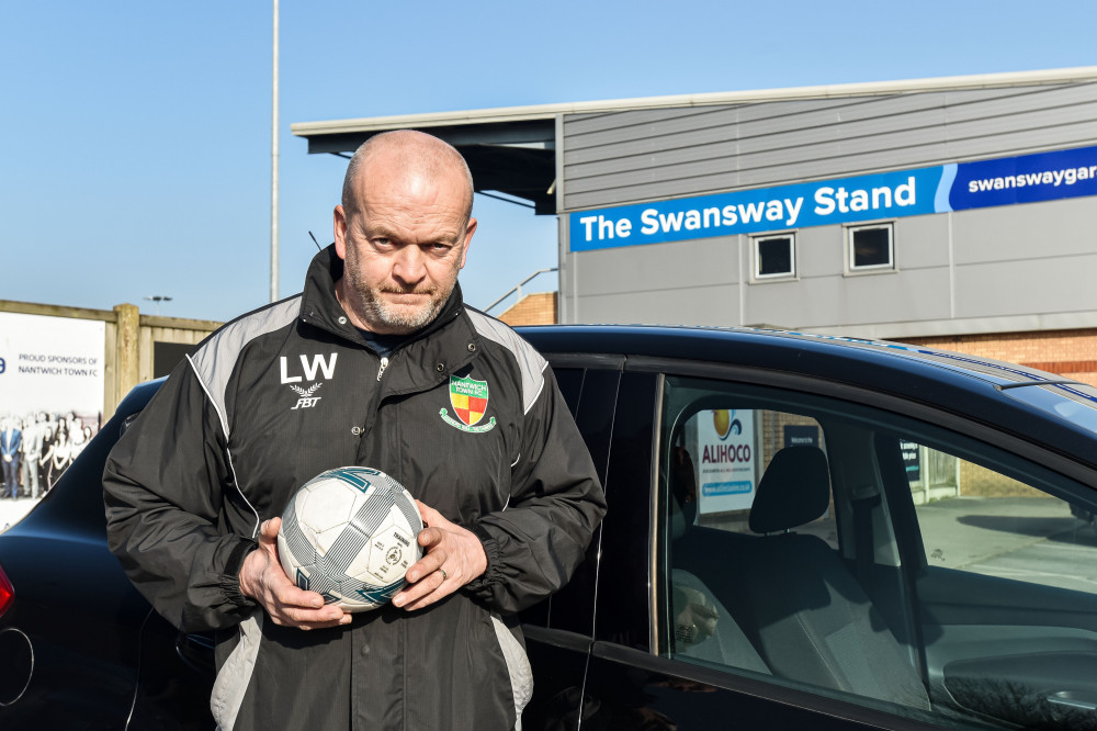 Nantwich Town FC football development manager, Lyndon Wain, is delighted with the new vehicle for the club (Swansway Motor Group).