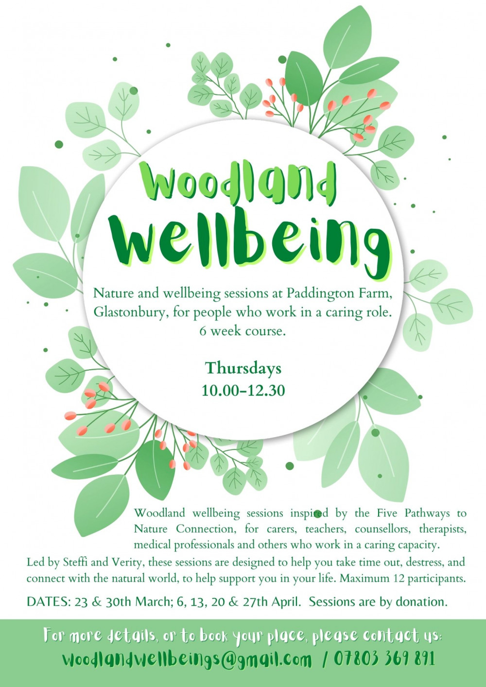 Held on Thursday mornings in the woodland at Paddington Farm, the sessions are based on the Five Pathways to Nature Connection and are designed to help participants take time out