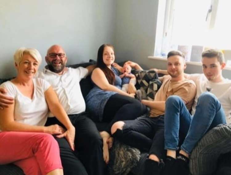 Karen Wiseman (far left) with members of her family at her home on Washington Road, Maldon