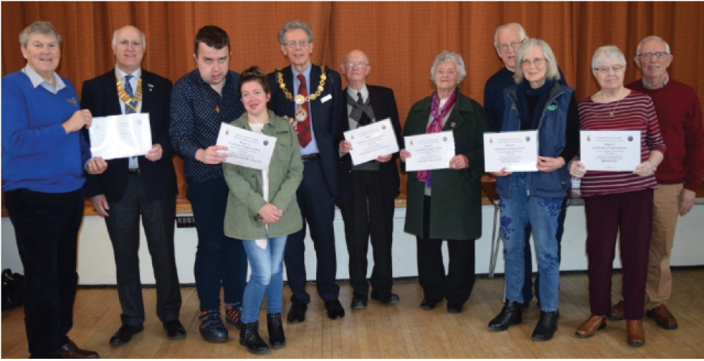 Cllr John Andrew presented local volunteers with certificates in recognition of their contribution to the local community