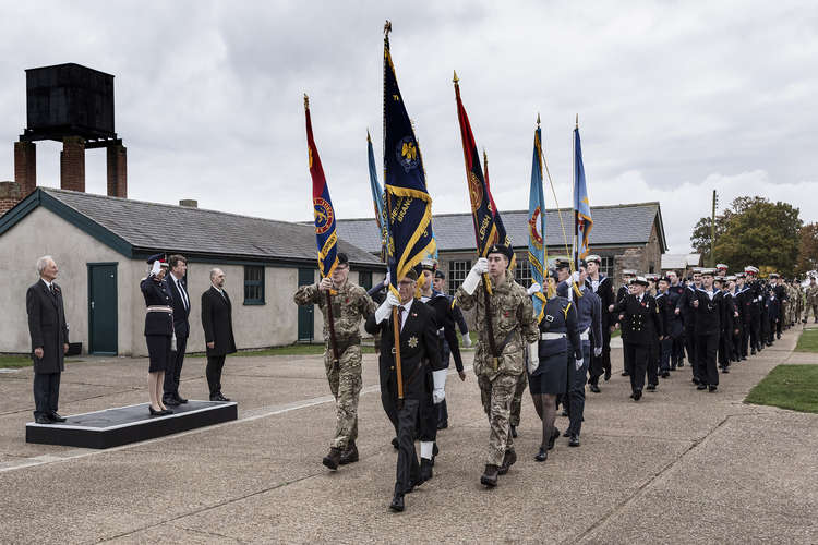 The march-past during the Remembrance parade at Stow Maries (Photo: Stow Maries Great War Aerodrome)
