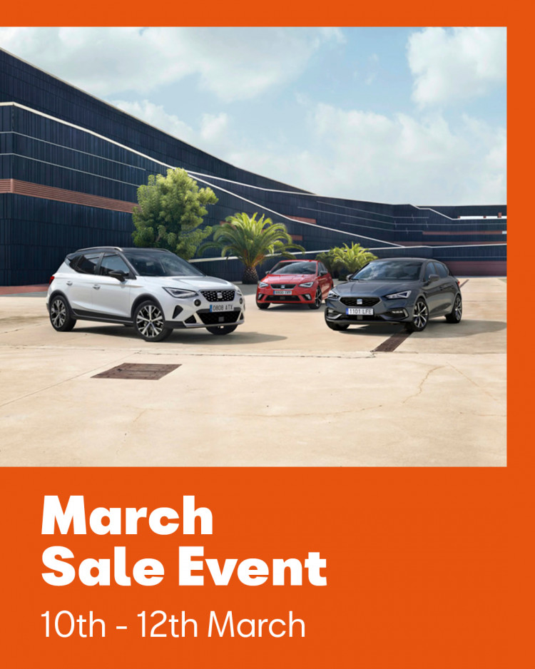 The SEAT and CUPRA March Sale Event takes place from Friday 10 March until Sunday 12 March at Crewe SEAT and CUPRA Crewe (Swansway Motor Group).