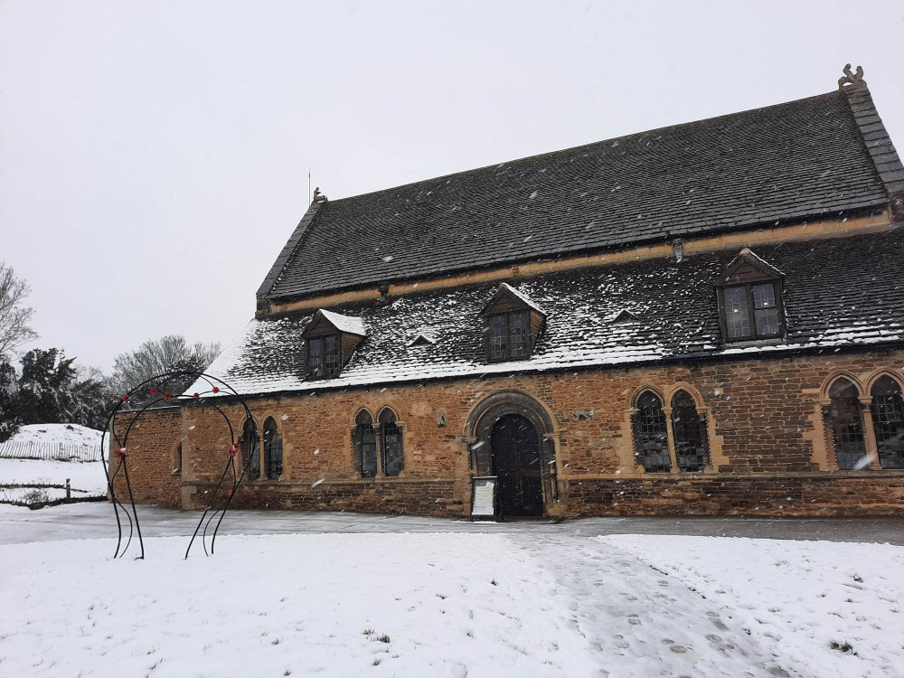 The steps lead down to Oakham Castle and Castle cottage, and were roped off before the snow fall, which would have exacerbated the hazard. Image credit: Nub News. 