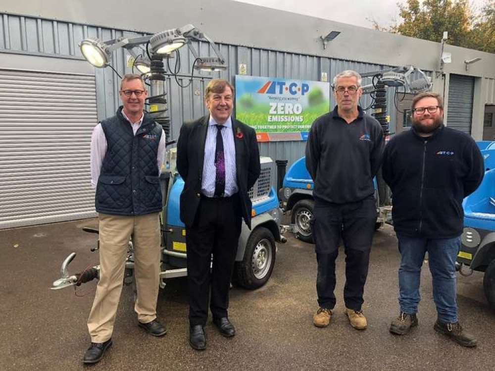 (L-R) Andrew Barker, managing director at TCP, John Whittingdale MP, Dave Clark and Patrick Wiltshire, research & development at TCP