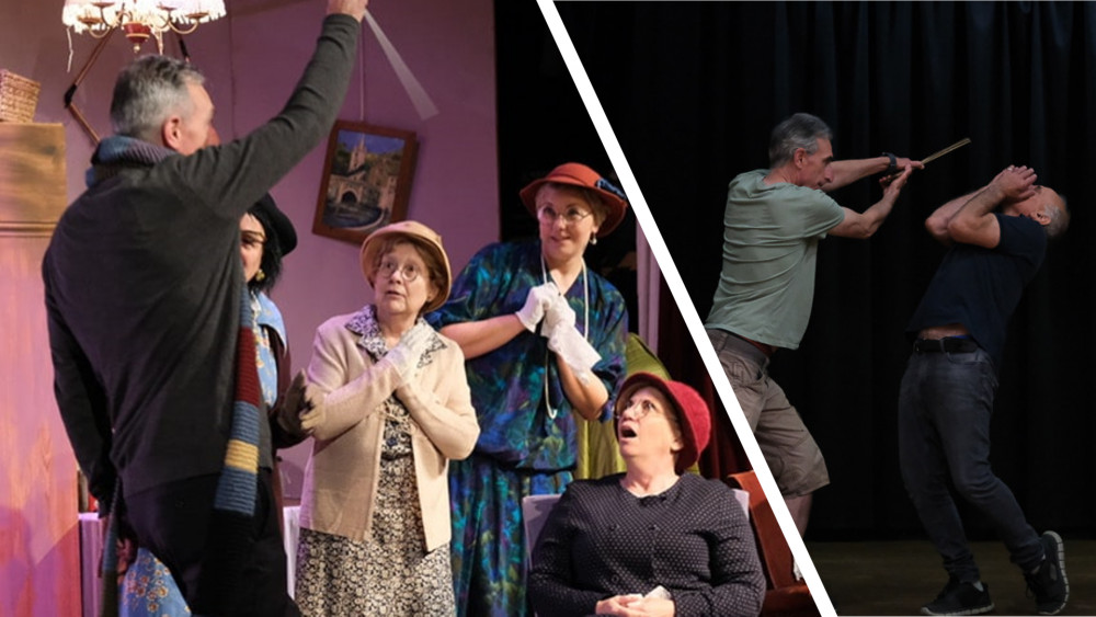 Maldon Drama Group won the NODA District 8 award for Best Drama for 'Ladykillers' (left) last year, and has been nominated again for its production of ‘One Man, Two Guvnors’ (right). (Photos: MDG)