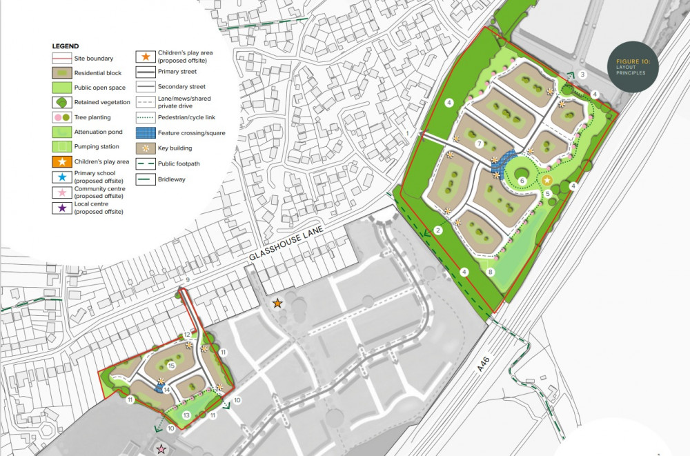Bloor Homes has applied for outline planning permission to build 220 homes on Glasshouse Lane (image via planning application)