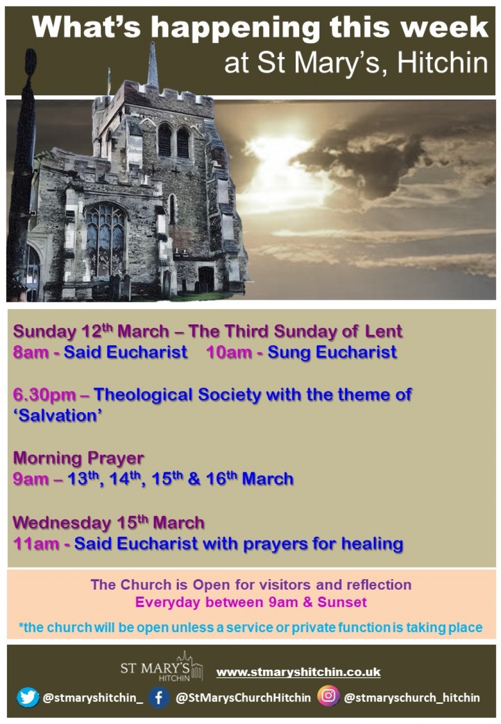 St Mary’s Church Hitchin Services & Opening Times