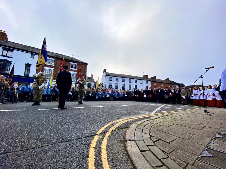 The Remembrance Day Service returned to Ashby's Market Street last year, but there was no marching band. Photo: Ashby Nub News