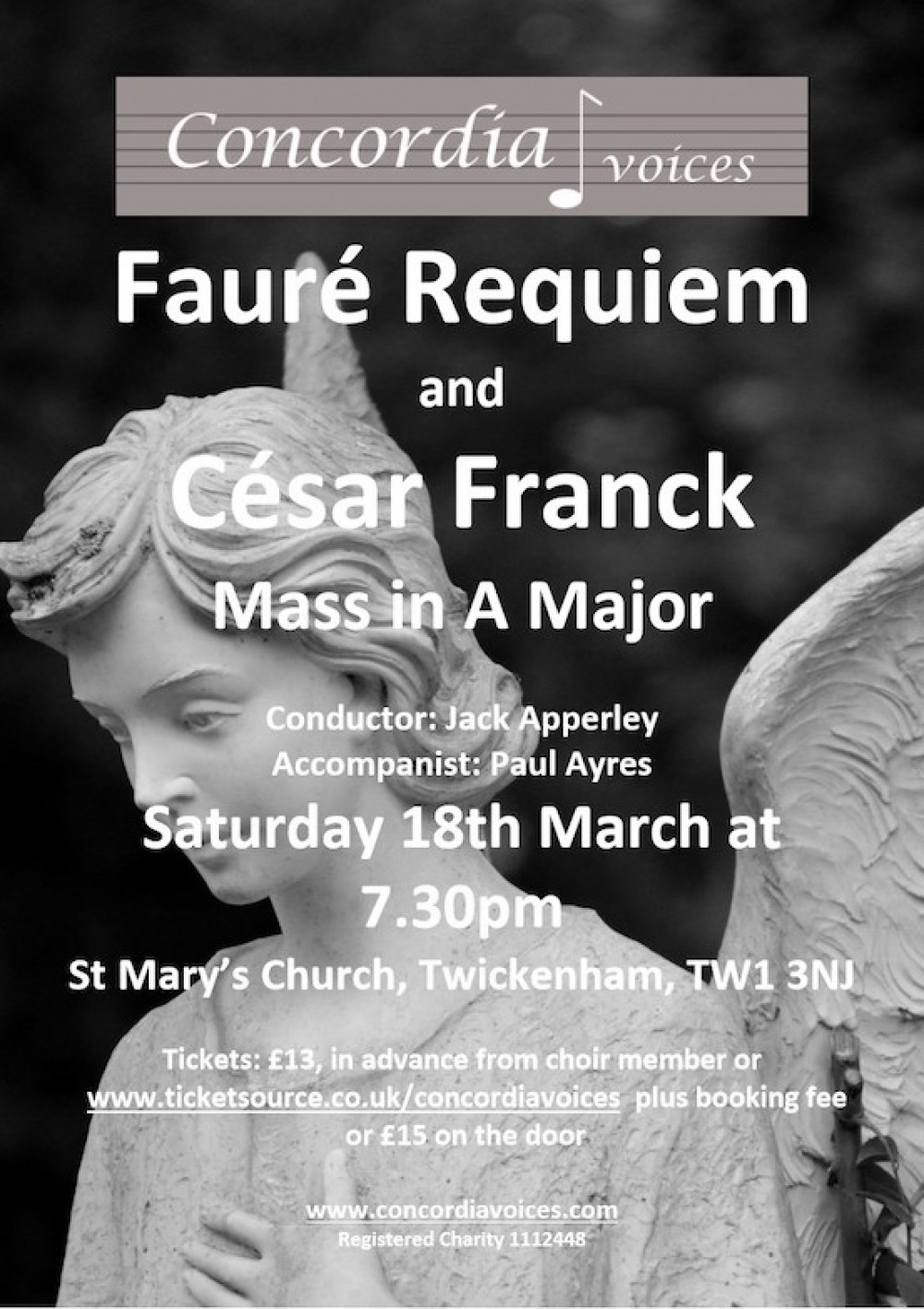 Concordia Voices, a chamber choir based in Hampton Hill, will be singing Gabriel Fauré's well-loved Requiem and a less well-known work by another French composer.