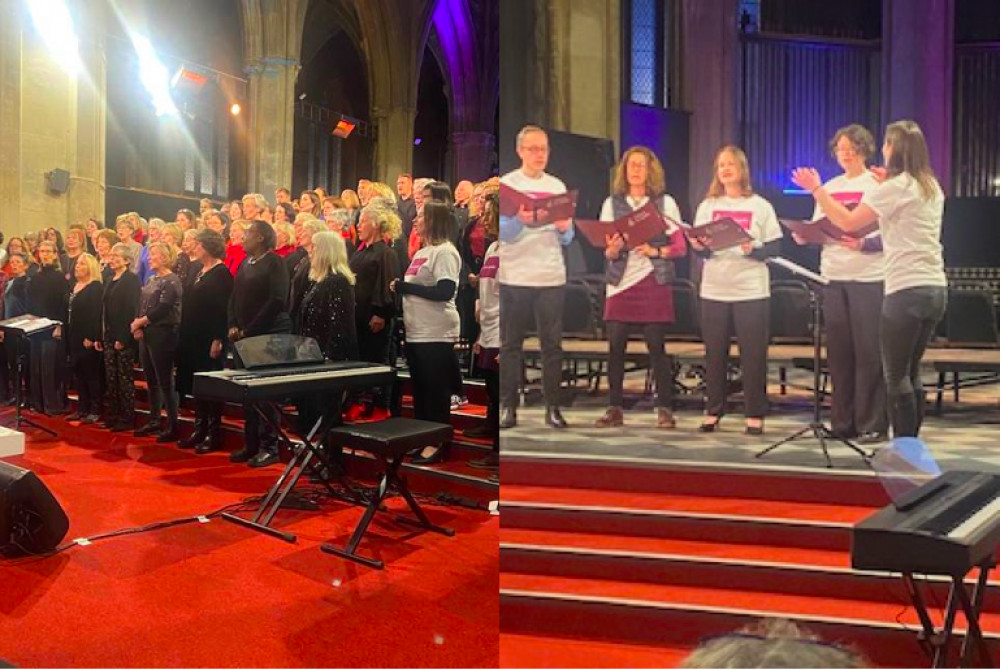 The Landmark Sound Choir (left) and Palace Acapella during Sunday's Festival of Choirs (image supplied)