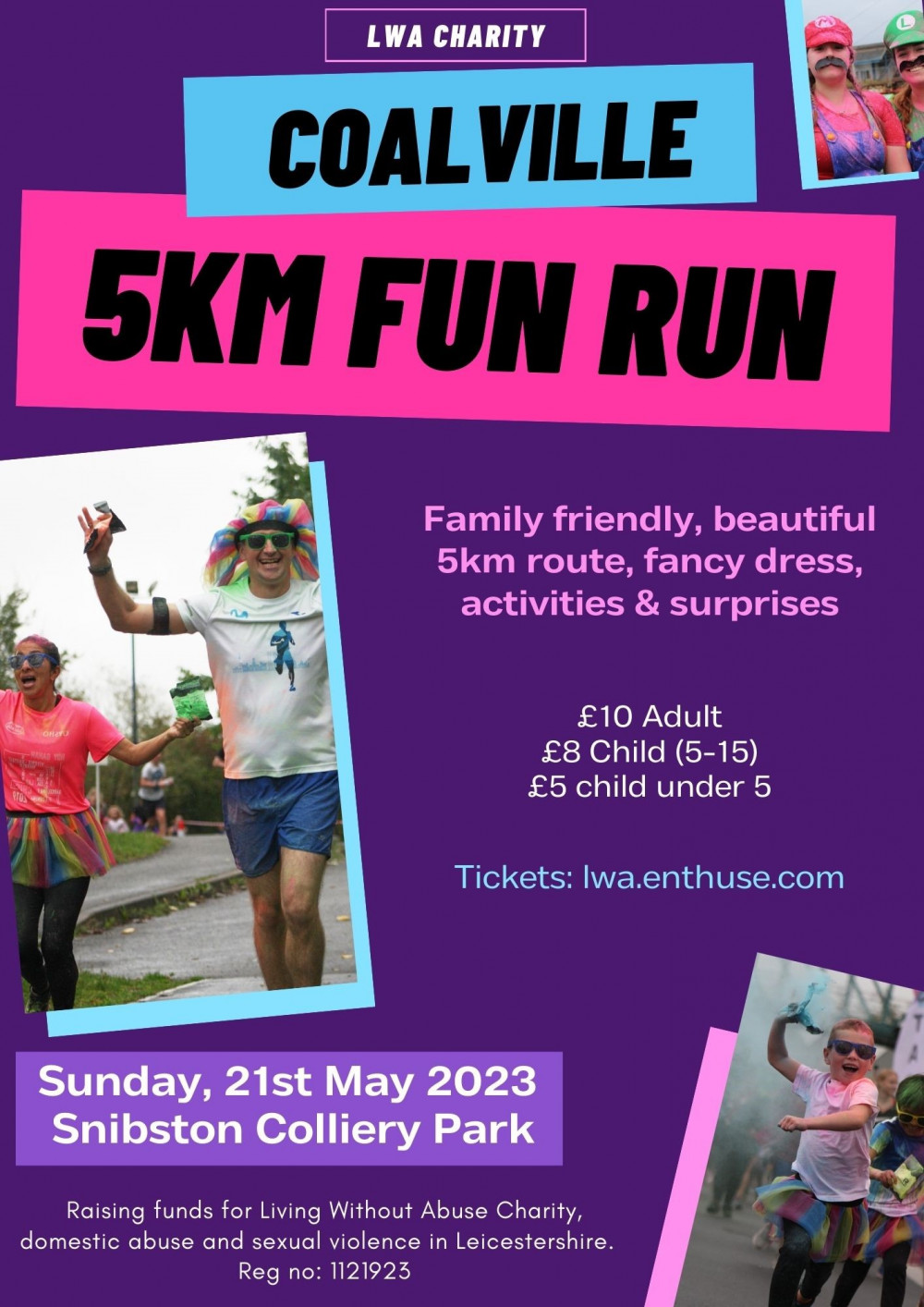 The 2023 LWA Coalville Fun Run at Snibston Colliery Park, Coalville, Leicestershire