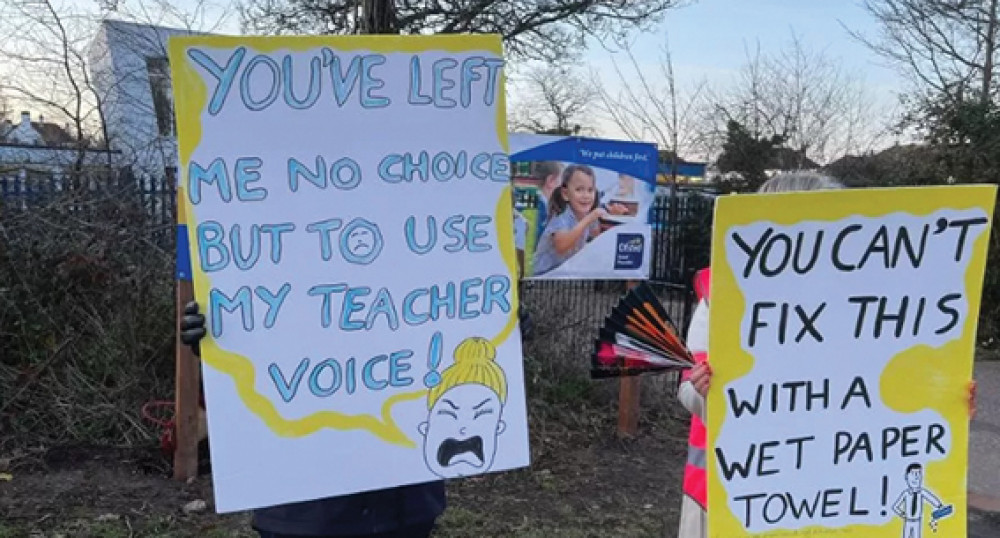 Essex teachers on strike. Picture: BBC. 