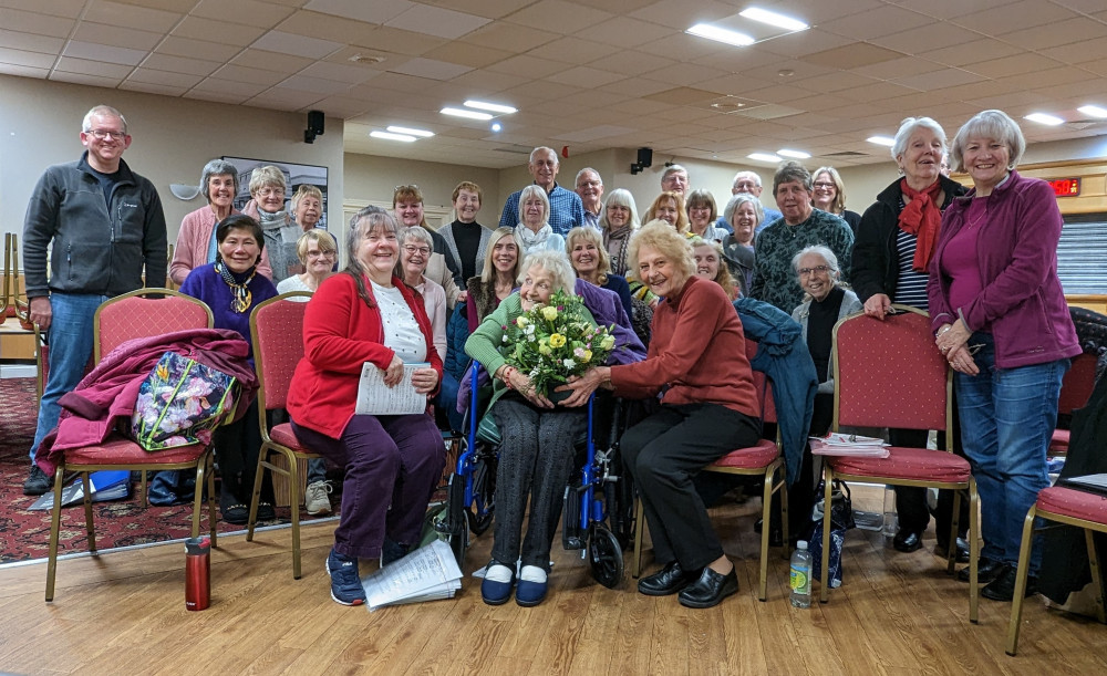 Barbara has a Happy 97th birthday with Mosaic Choir 