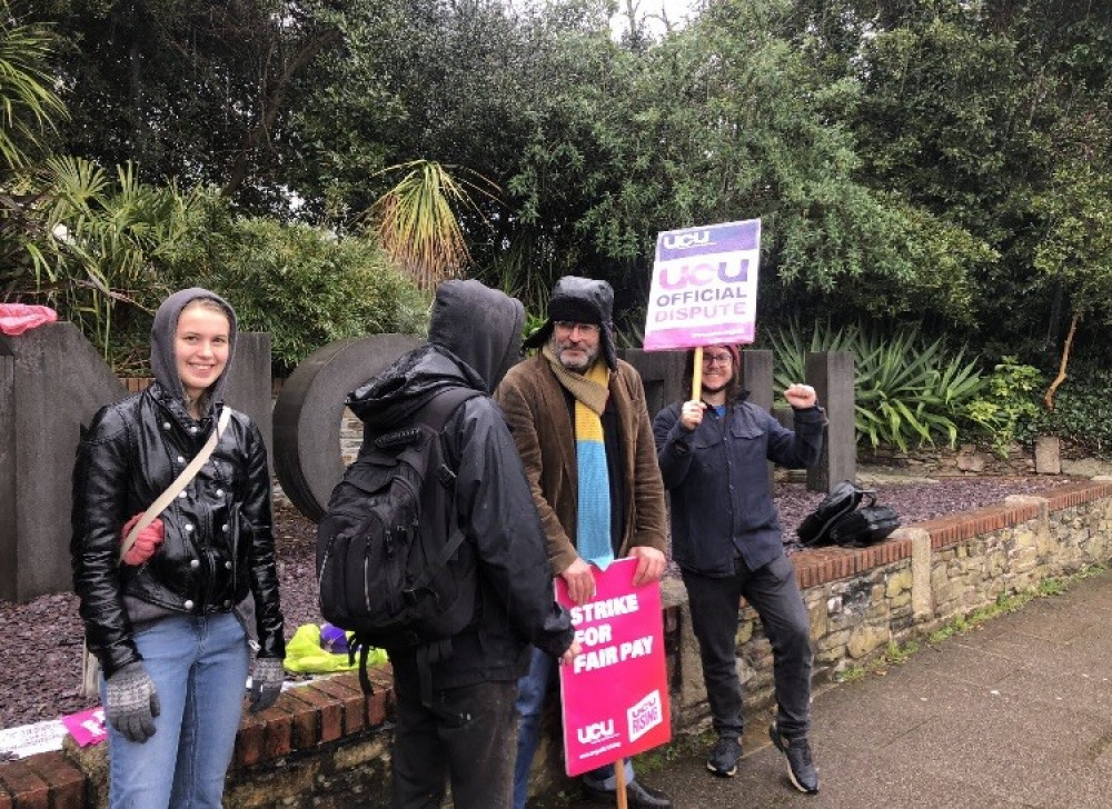 Students and lecturers outside the Falmouth campus (Image: UCU Falmouth) 