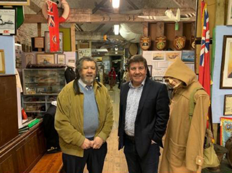 Stephen Metcalfe (right) meets with Trevor Batchelor, chief historian at the Purfleet Heritage Centre.