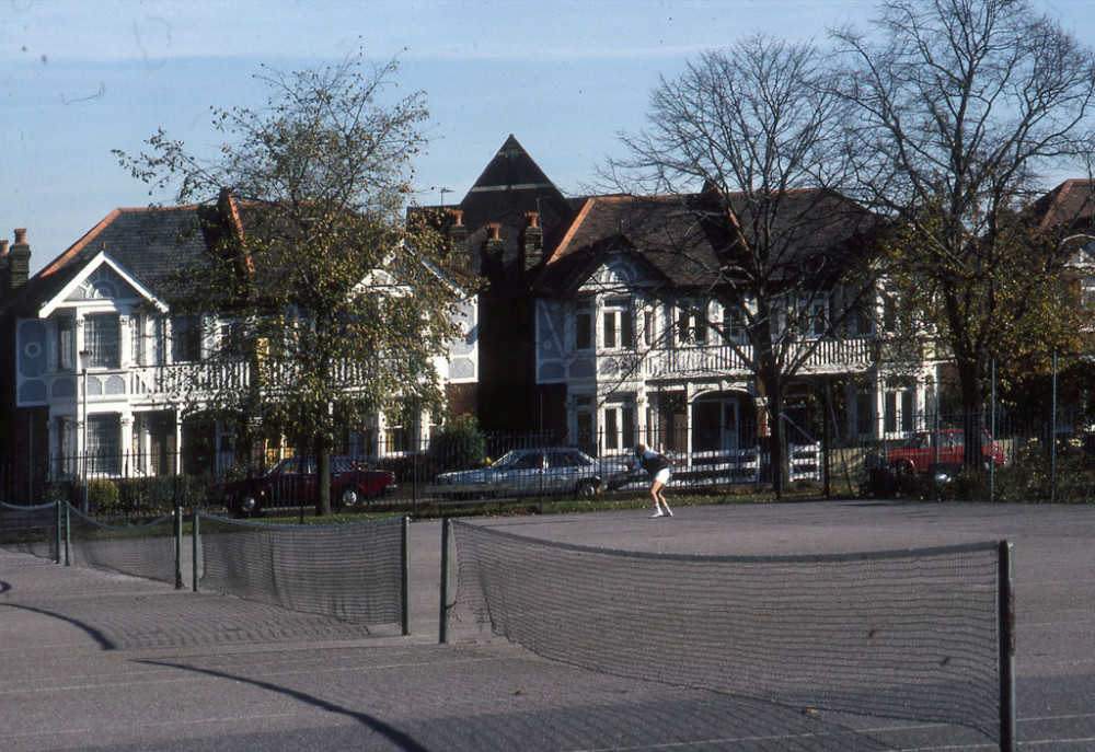 North Acton Playing Fields tennis courts in 1980. Photo: David Hawgood.