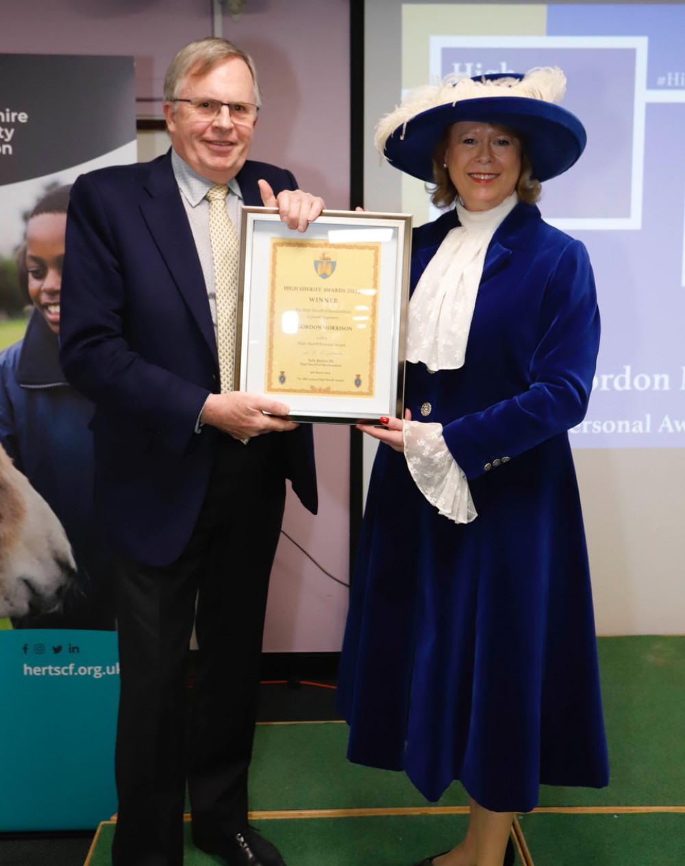 Gordon Morrison, co-founder of Helping Herts with Sally Burton DL, High Sheriff of Hertfordshire