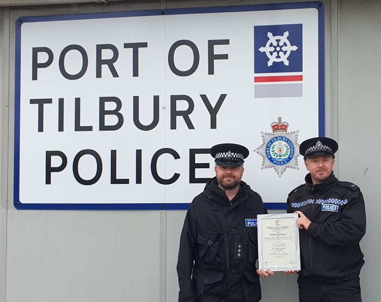 PC Adam Webb (on the right) with Chief of Police Matt Bass.