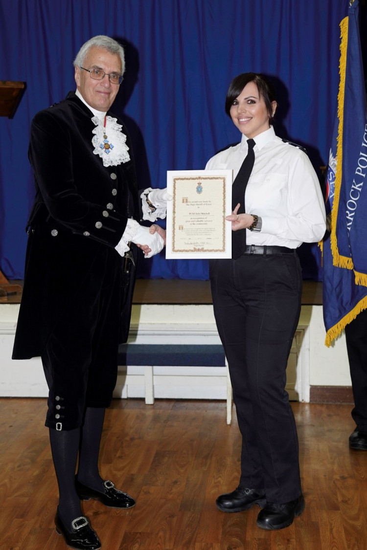 Essex High Sheriff Nick Alston presented JoJo with a special certificate