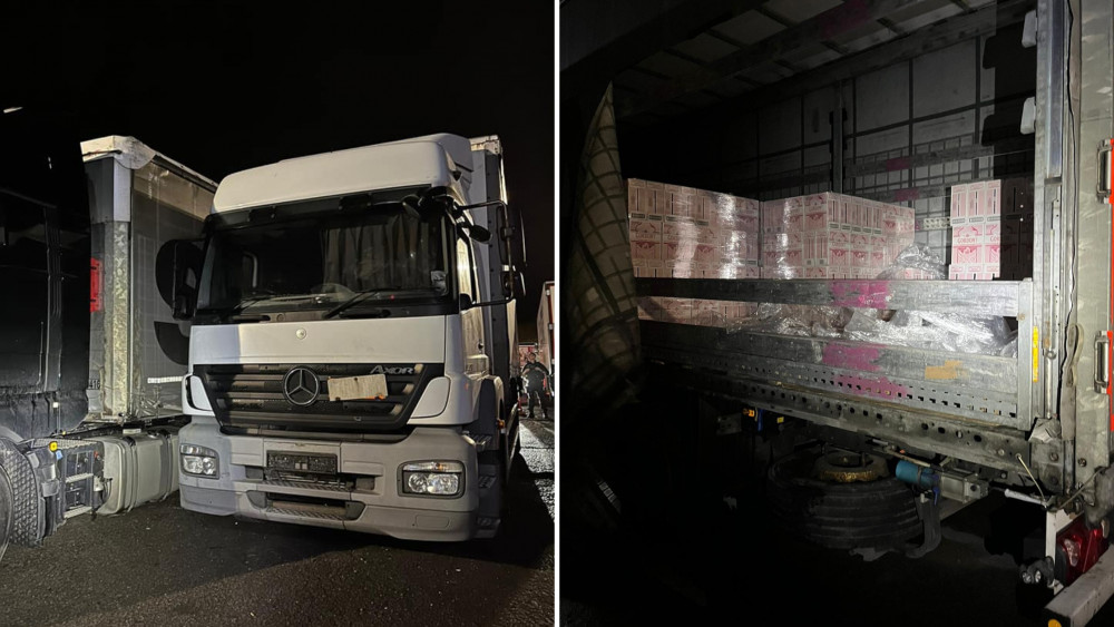 Thieves cut through the curtain of a lorry parked at Warwick services (image via Warwickshire Police OPU)