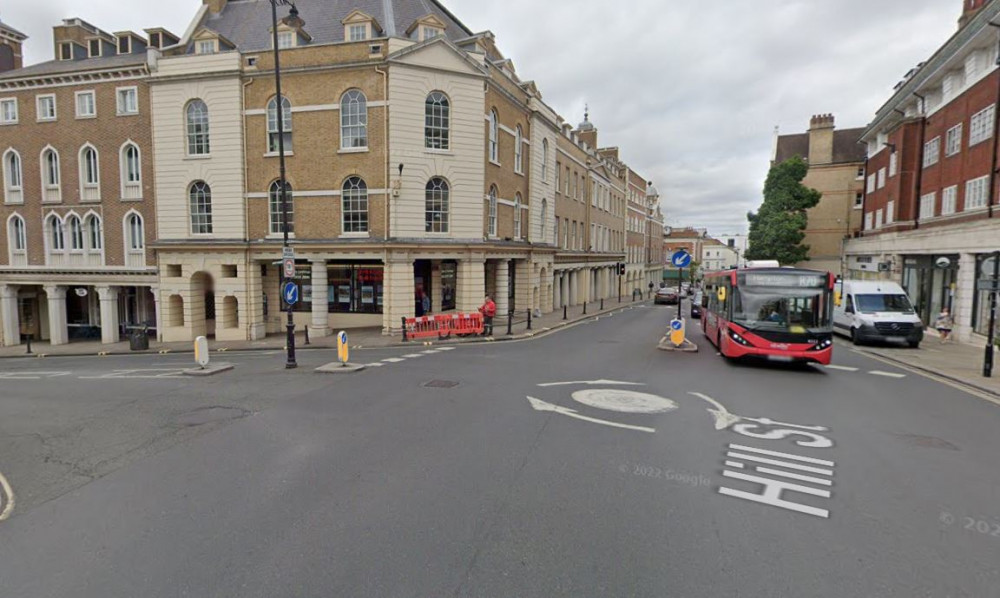 The roadworks that have closed the Hill Street route into Richmond town centre from Twickenham will take longer to complete than originally expected. Credit: Google Maps.