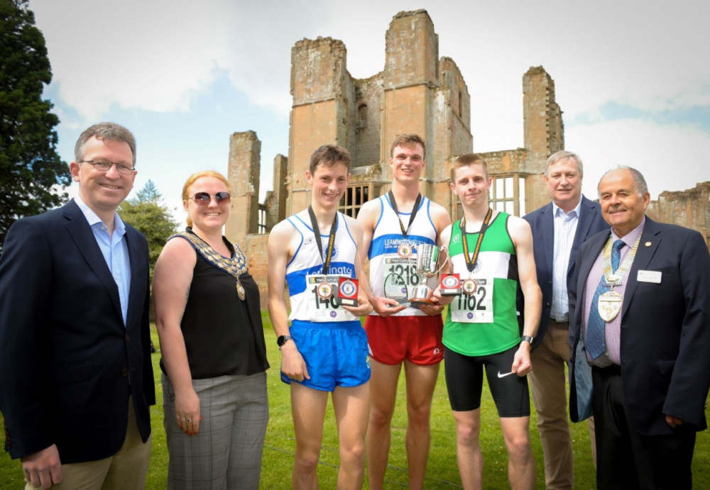 Last year's men's winners with (left) Sir Jeremy Wright MP and Cllr Sam Louden-Cooke, mayor of Kenilworth; (right) David Lester, senior partner at Blythe Liggins Solicitors and David Clayfield, district governor, Rotary Heart of England (image supplied)